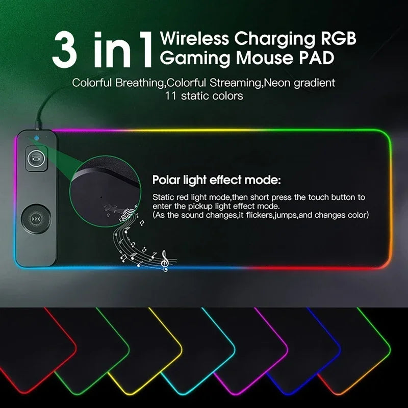 RGB Gaming Desk Mat With Wireless Charging