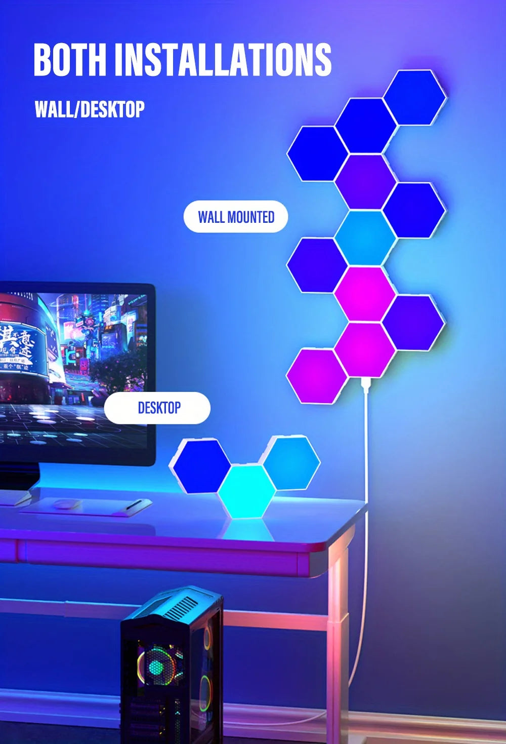 Smart RGB Hexagon Panels BT and WIFI Options