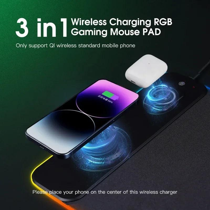 RGB Gaming Desk Mat With Wireless Charging