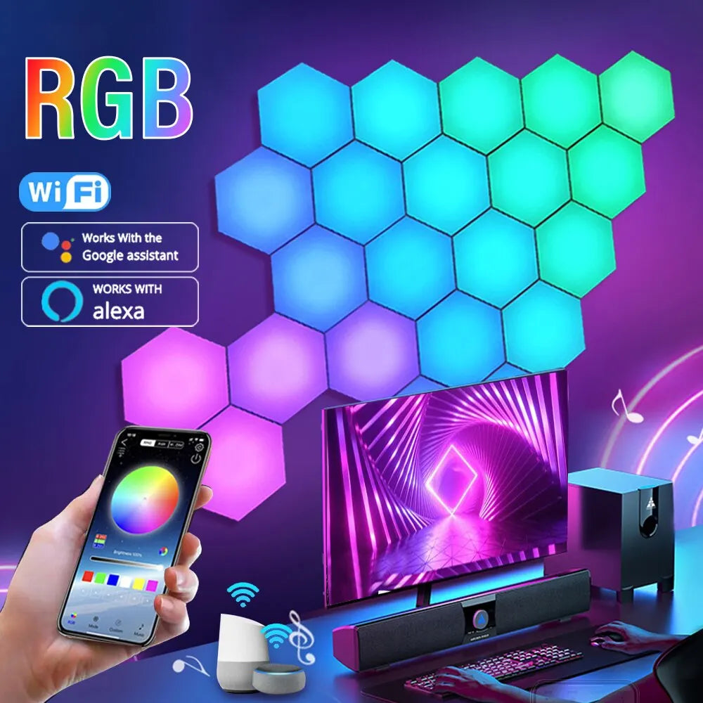 Smart RGB Hexagon Panels BT and WIFI Options