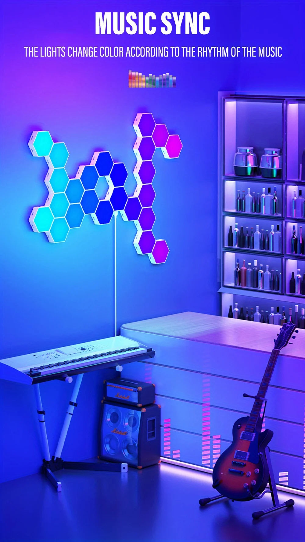 Smart RGB Hexagon Panels BT and WIFI Options